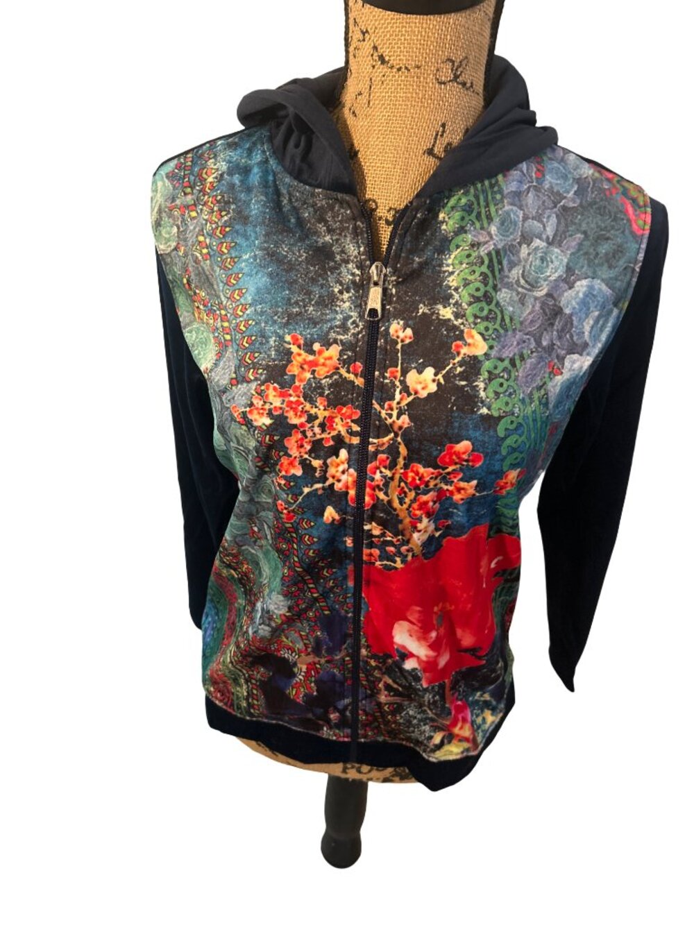 VTG Coldwater Creek Graphic Printed Pant Set Jacket Medium Floral Deadstock